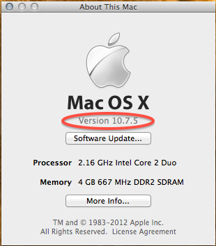 OS X version